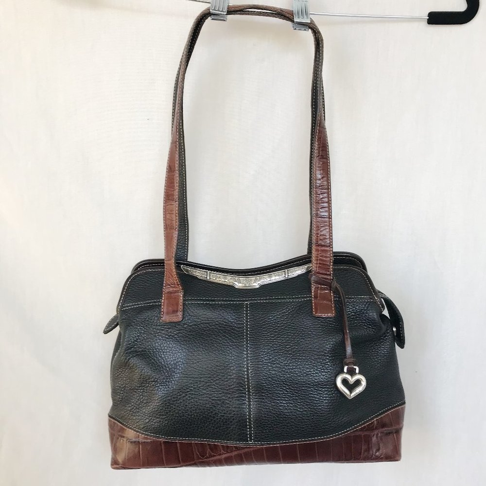 Brighton Black and Brown Medium Leather Bag